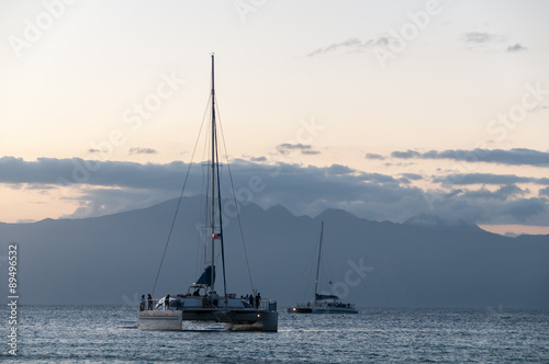 Catamaran at sea on Maui, Hawaii, USA © Don Landwehrle