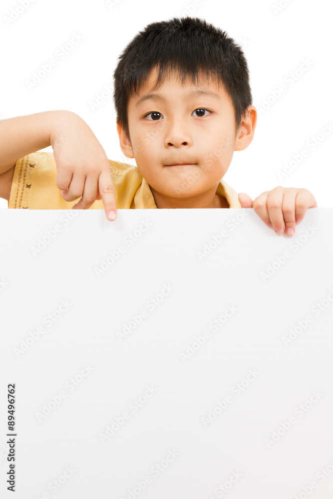 Asian Chinese Children Holding blank white board. Asian Chinese Children Holding blank white board.