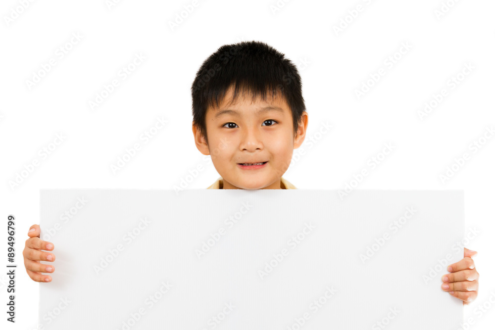 Asian Chinese Children Holding blank white board. Asian Chinese Children Holding blank white board.