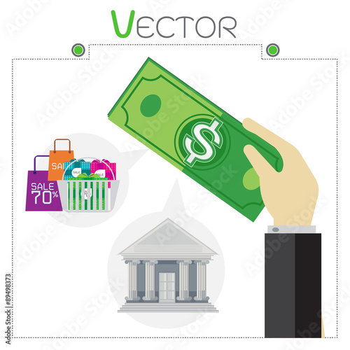 Bank depositors Dollar money green vector format