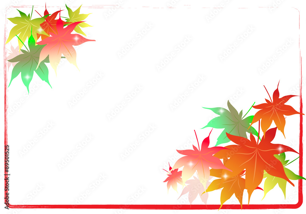 カエデ 楓 秋 紅葉 枠 フレーム 背景素材 イラスト Stock イラスト Adobe Stock
