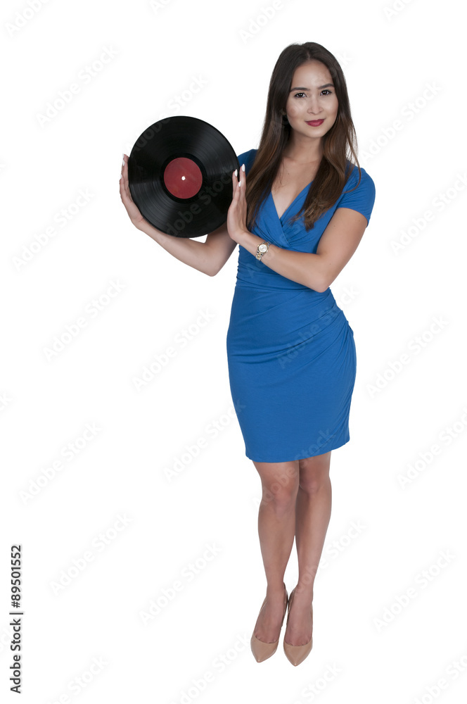 Fototapeta premium Woman with vinyl record