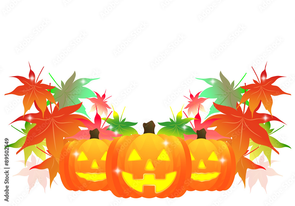 ハロウィン 日本 もみじ 紅葉 秋 イベント 和風 和 かぼちゃ カボチャ Halloween Stock Illustration Adobe Stock