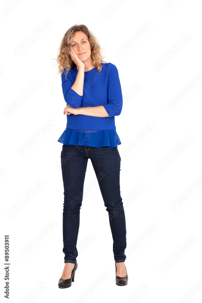 Beautiful woman doing different expressions in different sets of clothes: posing Beautiful woman doing different expressions in different sets of clothes: posing