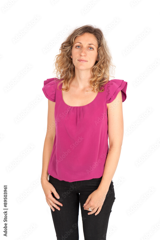 Beautiful woman doing different expressions in different sets of clothes: portrait Beautiful woman doing different expressions in different sets of clothes: portrait