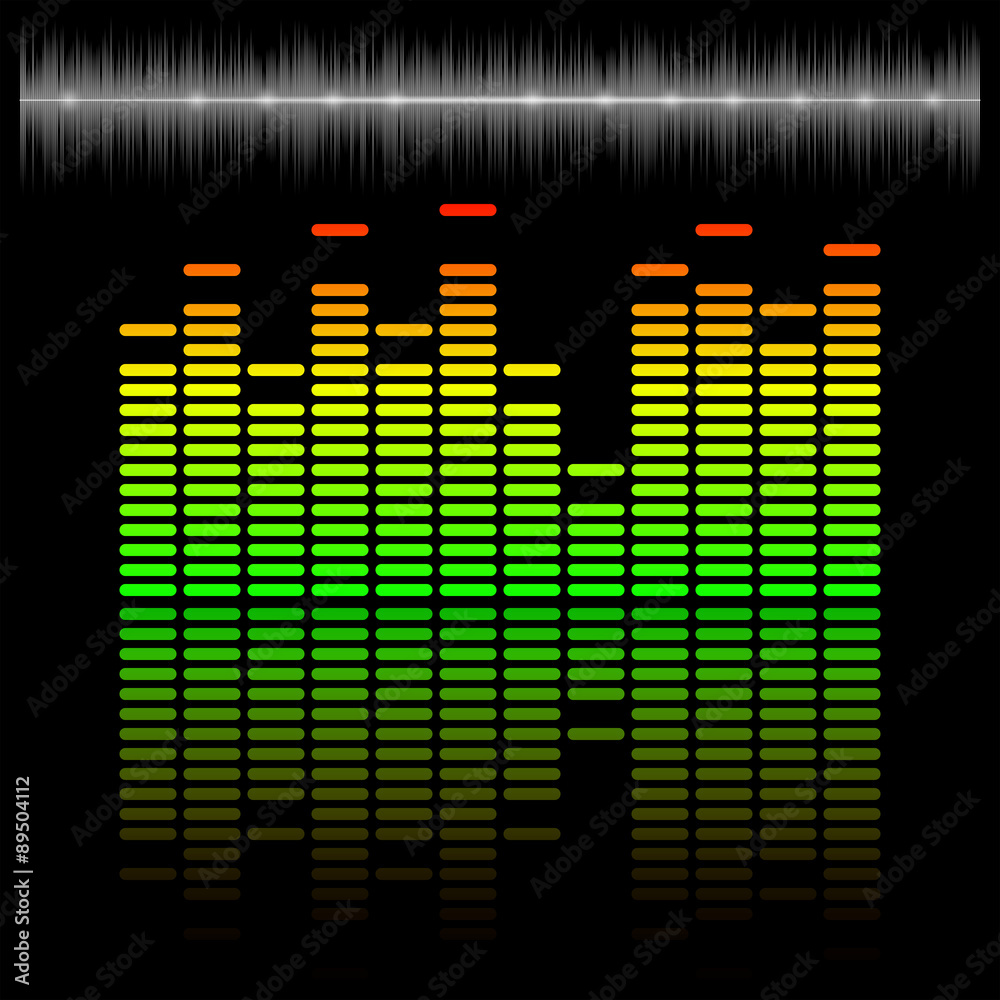 Equalizer scale with reflection and chart Stock Vector | Adobe Stock