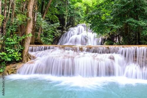 Huay Mae Kamin Waterfall in Kanchanaburi  Thailand.