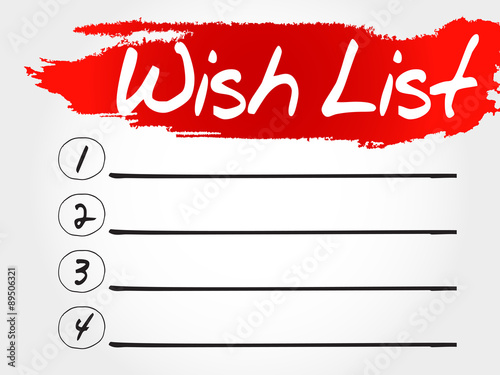 Wish List blank list, business concept