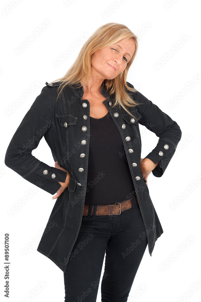 Beautiful woman doing different expressions in different sets of clothes: blinking Beautiful woman doing different expressions in different sets of clothes: blinking