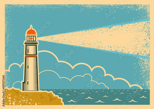 Vintage Poster with Lighthouse