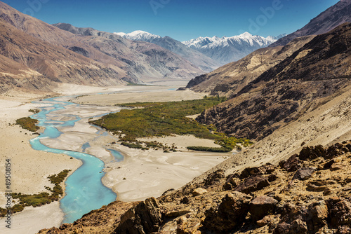 Shyok river in Nubra valley Ladakh ,Jammu & Kashmir, India - September 2014 photo