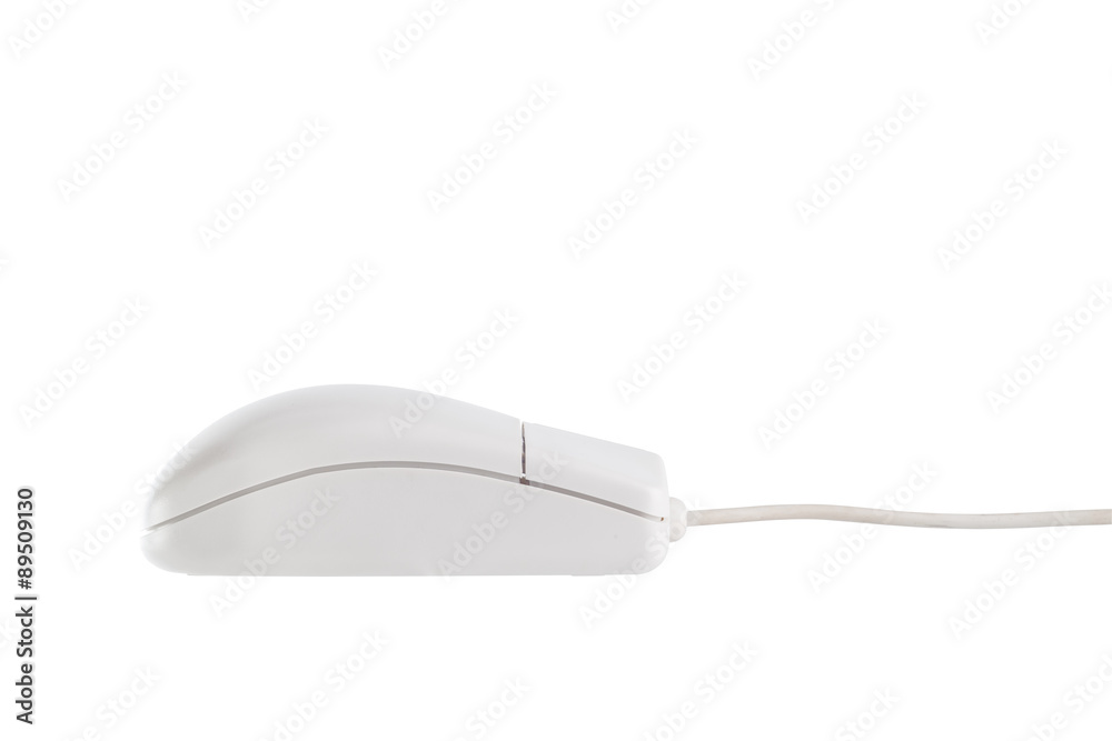 Computer mouse with cord on white background
Computer mouse with cord on white background