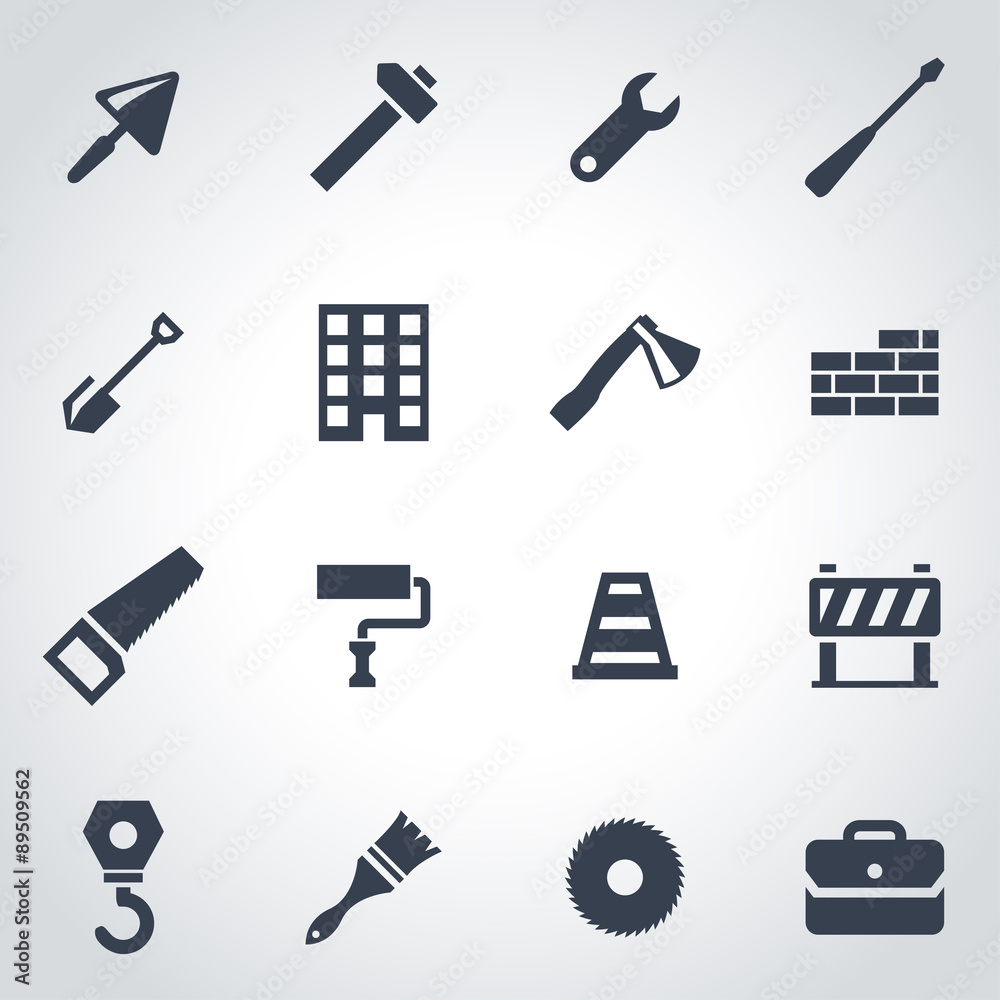 Vector black construction icon set