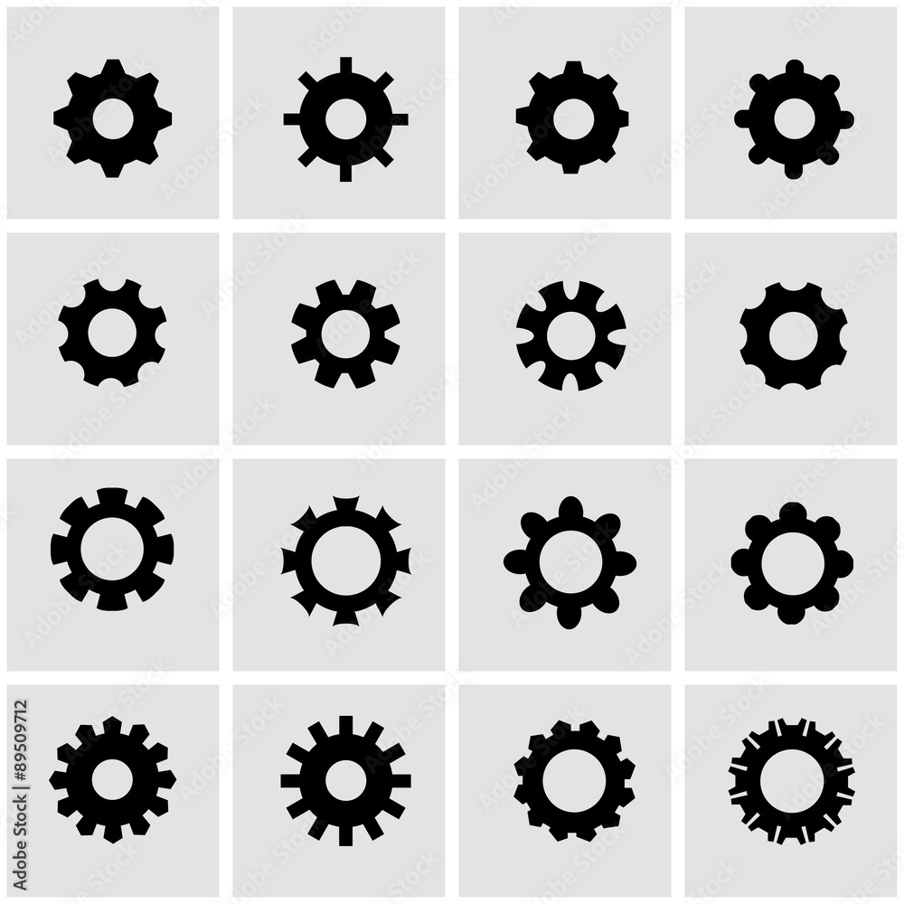 Vector black gear icon set Vector black gear icon set