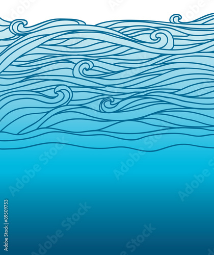 Blue waves.Vector image of Sea background for design