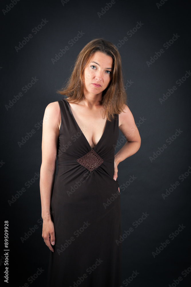 Beautiful woman doing different expressions in different sets of clothes: tired Beautiful woman doing different expressions in different sets of clothes: tired