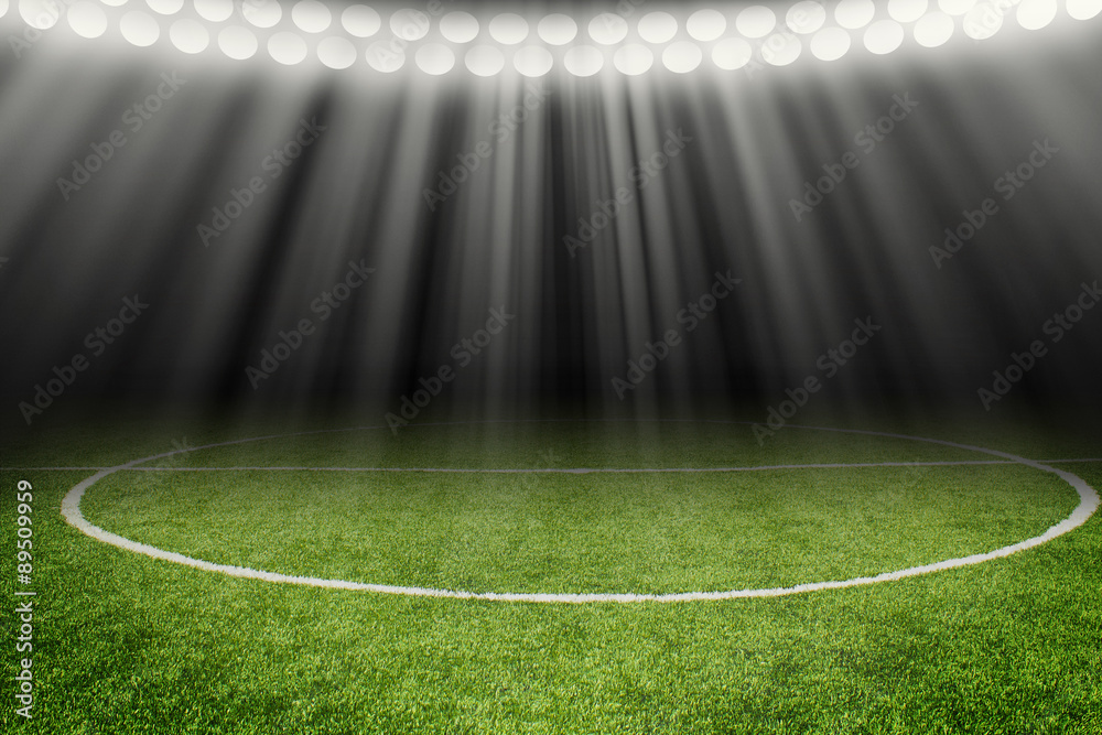 soccer field with spotlight