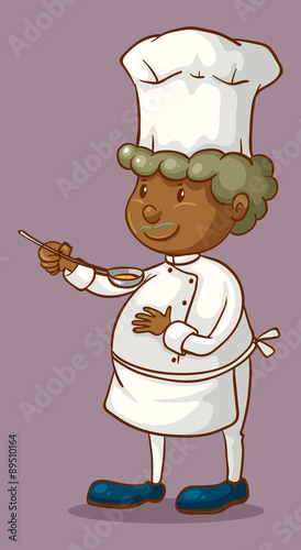 Chef holding a spoon photo