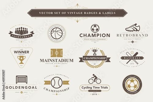 Set of vintage badges and labels.