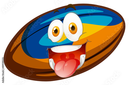Rugby ball with face