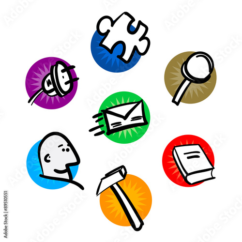 vector hand drawn office colorfull icons