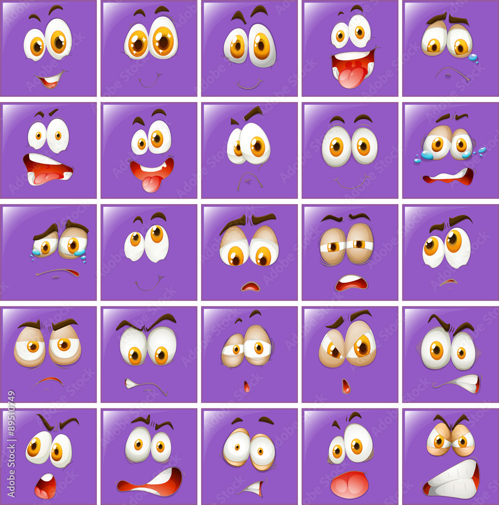Set of different purple expressions Set of different purple expressions