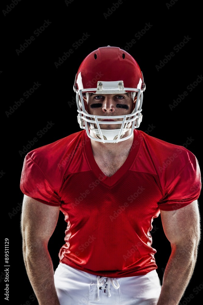 American football player looking at camera American football player looking at camera