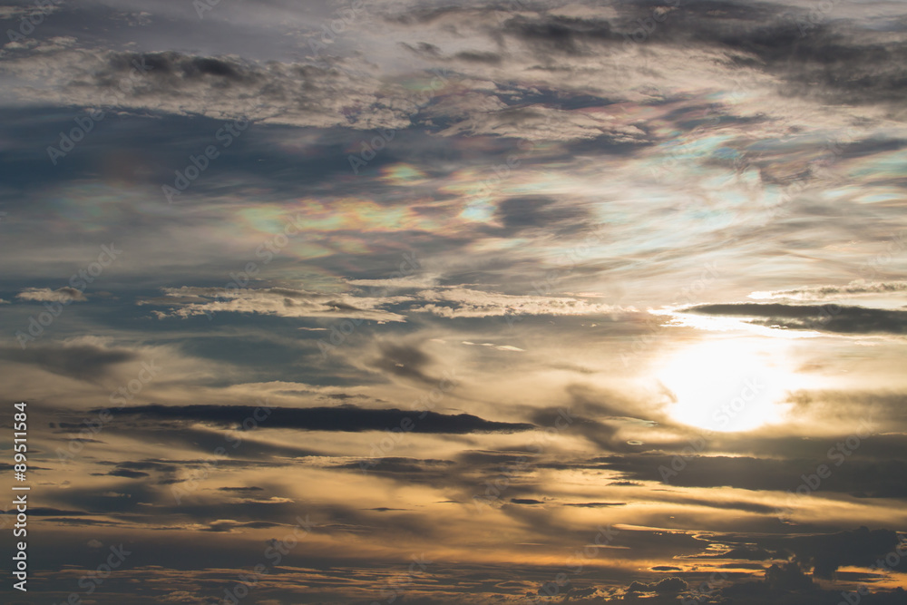 Obraz premium colorful dramatic sky with cloud at sunset