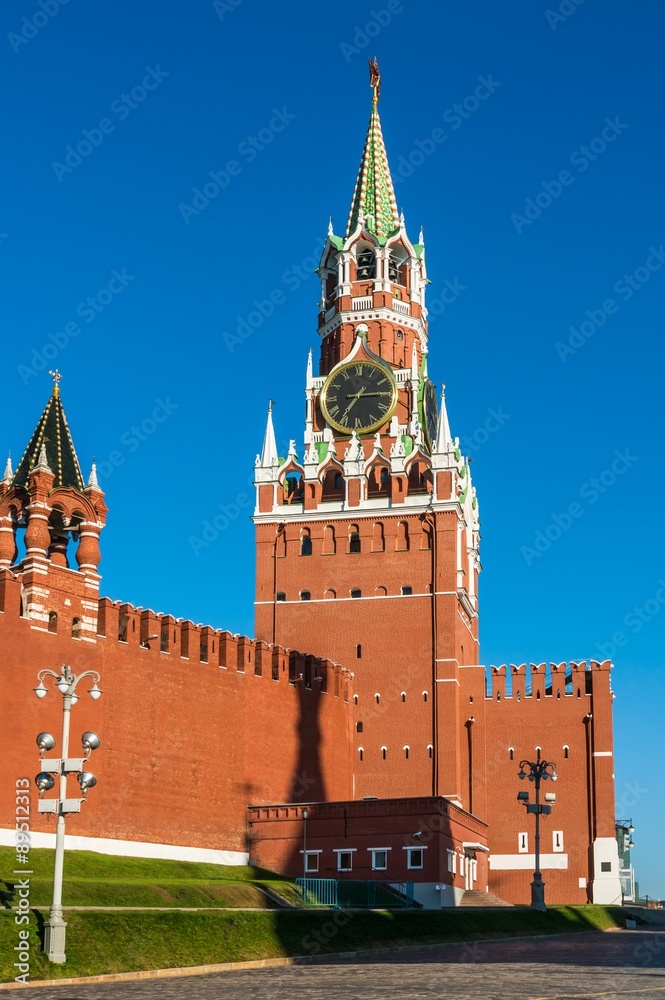 Spasskaya tower of Kremlin on Red Square in Moscow Spasskaya tower of Kremlin on Red Square in Moscow