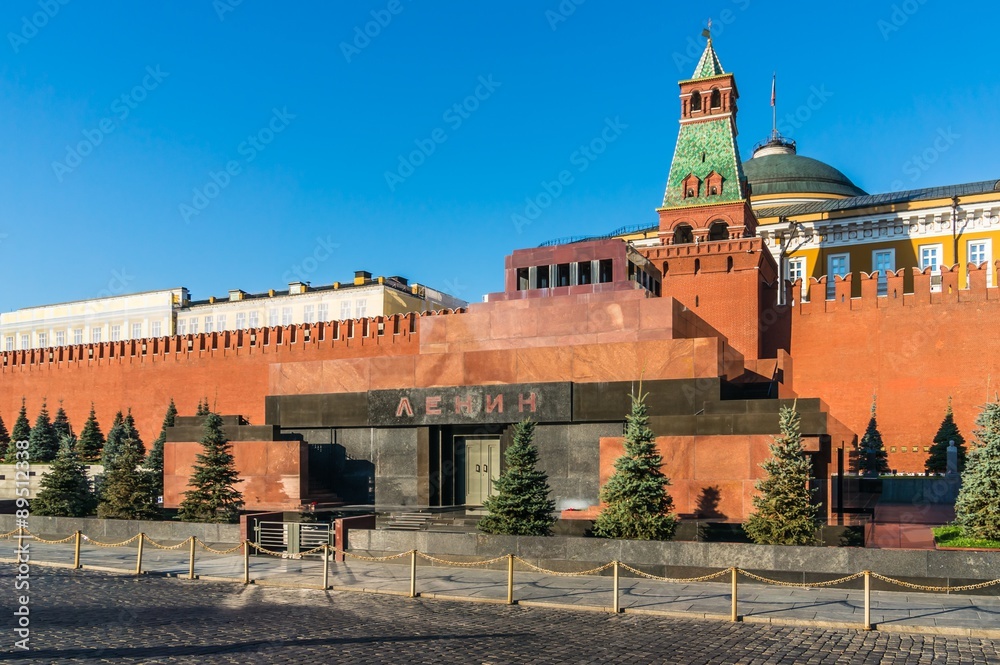 The Mausoleum of Lenin and Kremlin wall on Red Square in Moscow