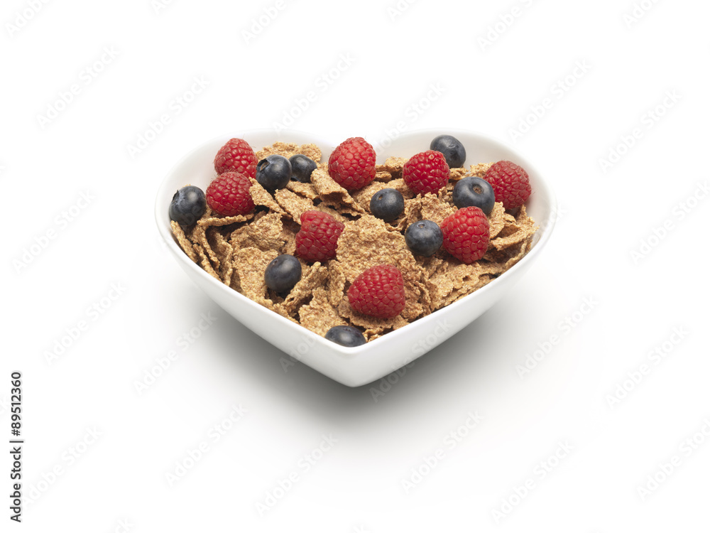 heart healthy cereal berries - Stock Image heart healthy cereal berries - Stock Image