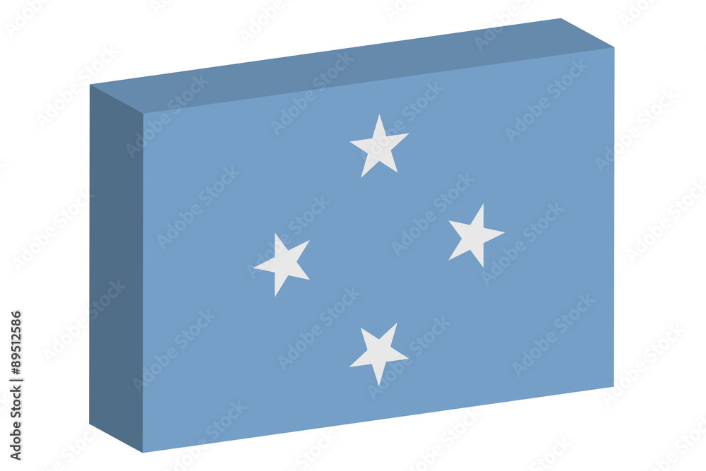 3D Isometric Flag Illustration of the country of Micronesia 3D Isometric Flag Illustration of the country of Micronesia