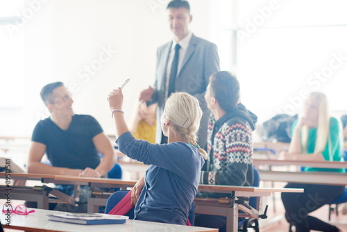 group of students with teacher on class