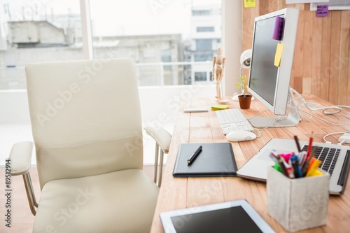 Creative working desk with several devices
