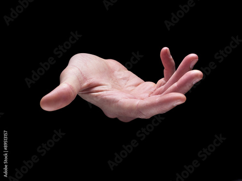 open hand on black - Stock Image