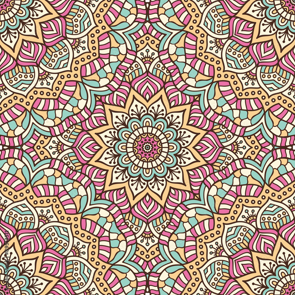 Ethnic floral seamless pattern