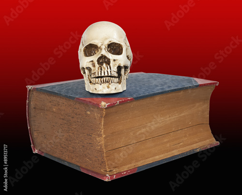 skull and big old text book