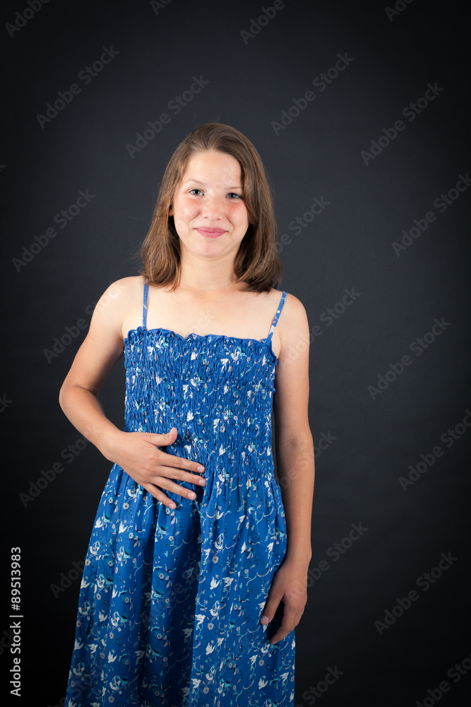 Beautiful girl doing different expressions in different sets of clothes: hungry Beautiful girl doing different expressions in different sets of clothes: hungry