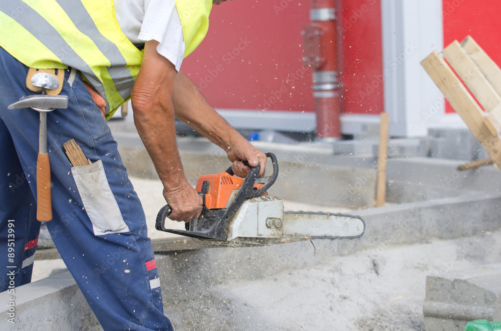 Worker with chainsaw Worker with chainsaw