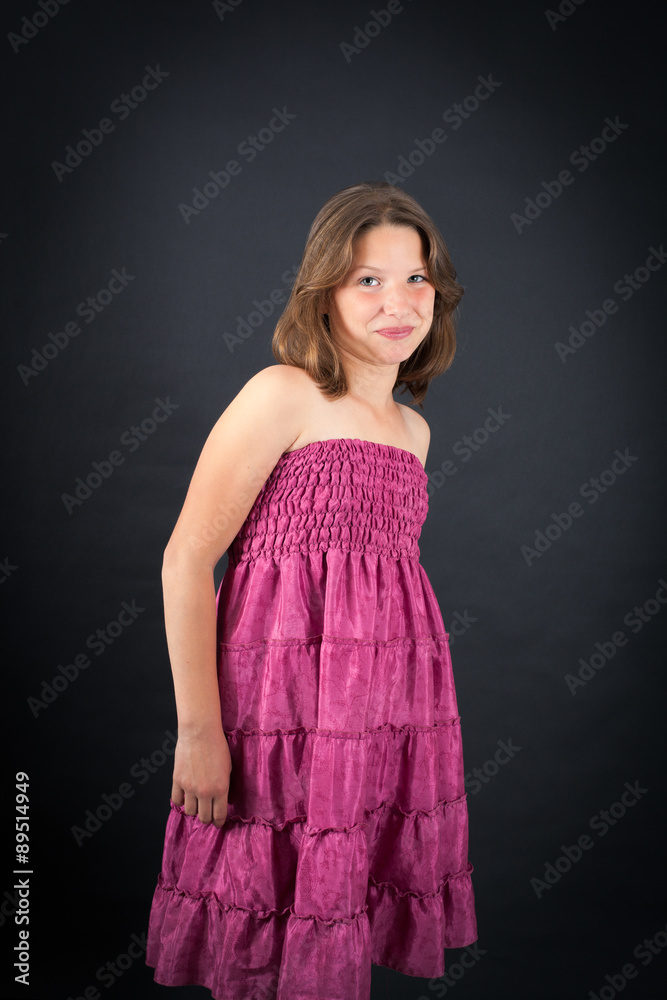 Beautiful girl doing different expressions in different sets of clothes: love Beautiful girl doing different expressions in different sets of clothes: love
