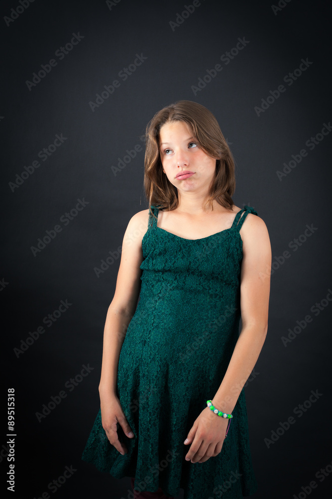 Beautiful girl doing different expressions in different sets of clothes: tired Beautiful girl doing different expressions in different sets of clothes: tired