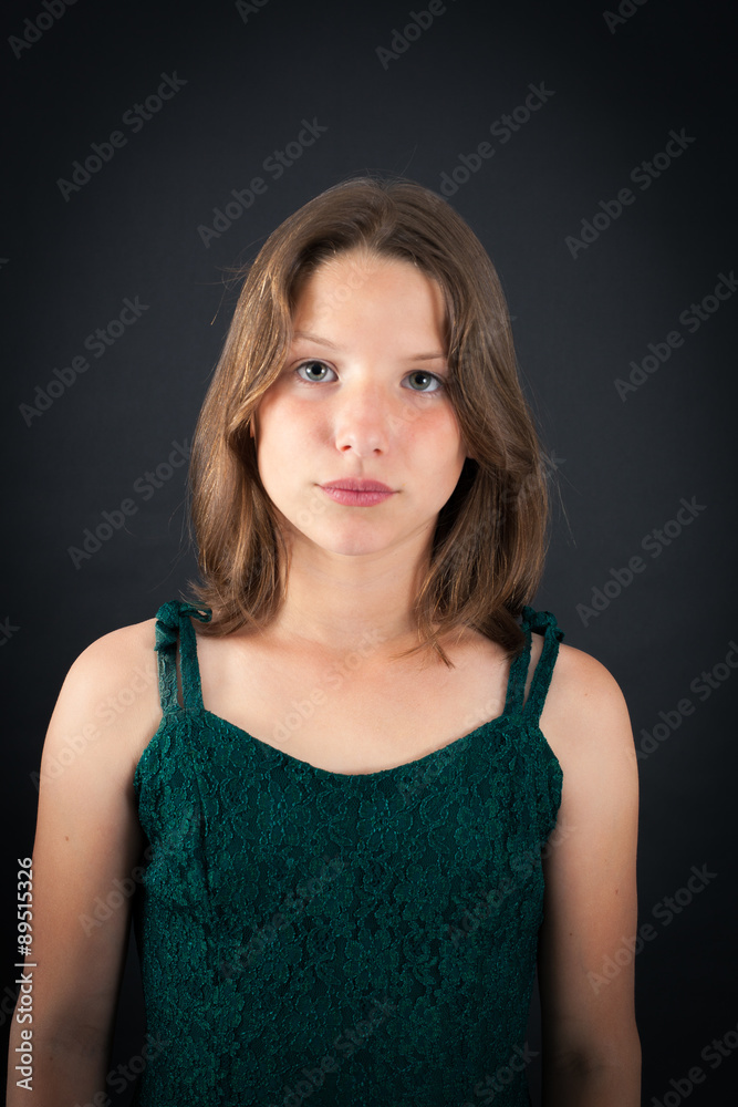 Beautiful girl doing different expressions in different sets of clothes: thinking Beautiful girl doing different expressions in different sets of clothes: thinking