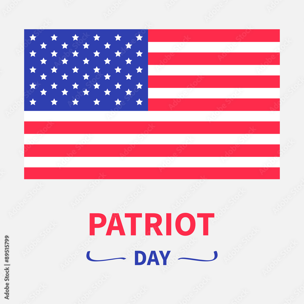American flag Patriot Day background flat design Card Isolated American flag Patriot Day background flat design Card Isolated