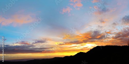 Silhouette of moutain with sunset background at  Phutubberg Phetchabun, Thailand photo