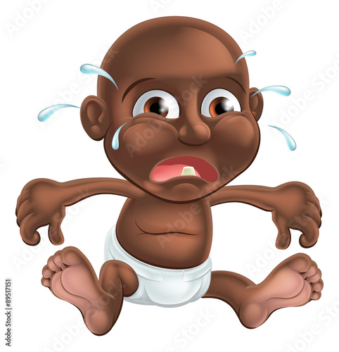 Unhappy cute cartoon baby
