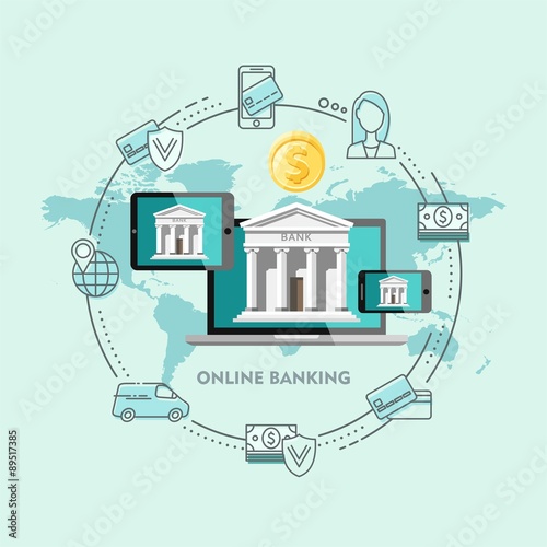 Flat design vector illustration concepts of internet banking for your design. Icons for online payment.
