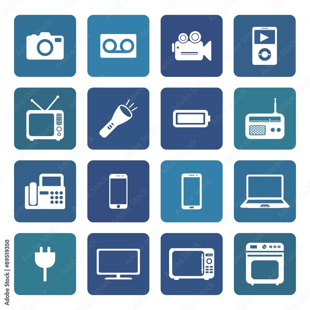 Electronic device icons. Electronic icon. Vector. Silhouette. Wh Electronic device icons. Electronic icon. Vector. Silhouette. Wh