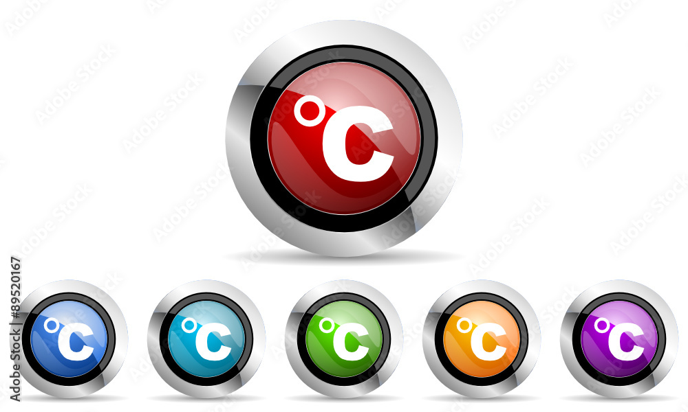 celsius vector icons set modern design with shadow on white background 