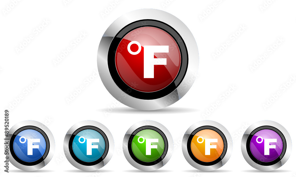 fahrenheit vector icons set modern design with shadow on white background fahrenheit vector icons set modern design with shadow on white background