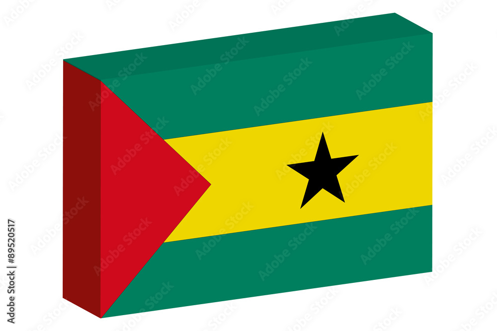 3D Isometric Flag Illustration of the country of  lags_3D-2_Sao